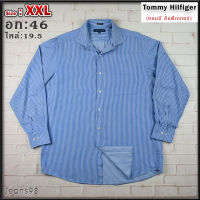 Tommy Hilfiger®แท้ อก 46 ไซส์ XXL เสื้อเชิ้ตผู้ชาย ทอมมี่ ฮิลฟิกเกอร์ สีฟ้า เสื้อแขนยาว เนื้อผ้าดีสวยๆ