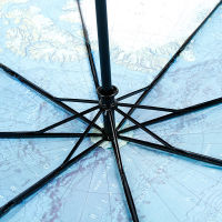 Creative Full Automatic Three-fold Blue Map Umbrella Rain Woman Personality Folding Ultra-light Sun Travel Man Anti-UV Umbrella