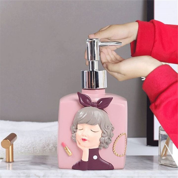 resin-bathroom-liquid-soap-dispenser-shampoo-lotion-bottle-abs-head-wedding-gift-present-pink-blue-brown-bath-hardware-330-480ml