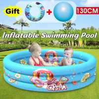 3pcs 130cm Summer Children Bathing Tub PVC Portable Pool Inflatable Round Swimming Pool Kids Inflatable Pool with Swim Ring Ball