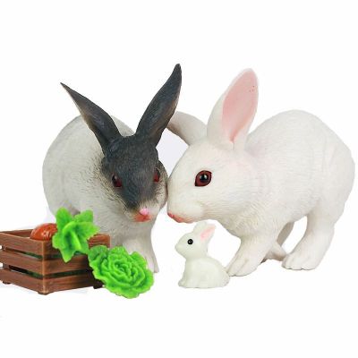 Simulation model of rabbit toy animals the small white rabbit white rabbit solid plastic childrens cognitive male micro landscape gift