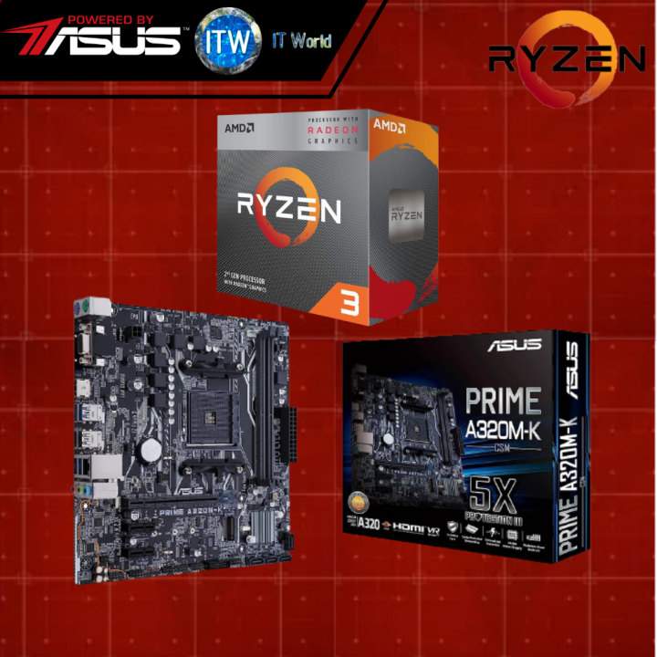 Amd Ryzen 3 3200G Processor with Asus Prime A320MK/CSM Motherboard