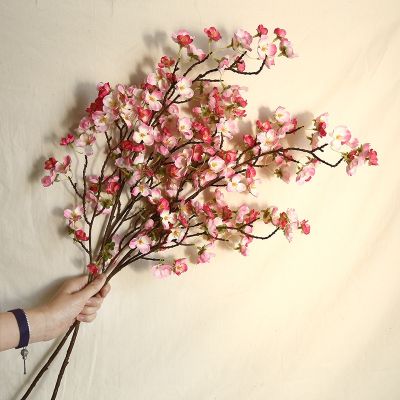 [AYIQ Flower Shop] 97ซม. ดอกเหมยเทียมขนาดใหญ่ลูกพีชดอกไม้เทียมปีใหม่ตกแต่งครอบครัวผนังงานแต่งปลอม