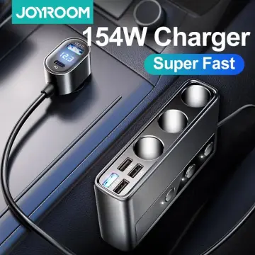 Joyroom JR-CL06 154W 9 in 1 Multi Port Car Charger Adapter PD 3 Socket  Cigarette Lighter Splitter Charge Independent Switches DC Cigarette Outlet