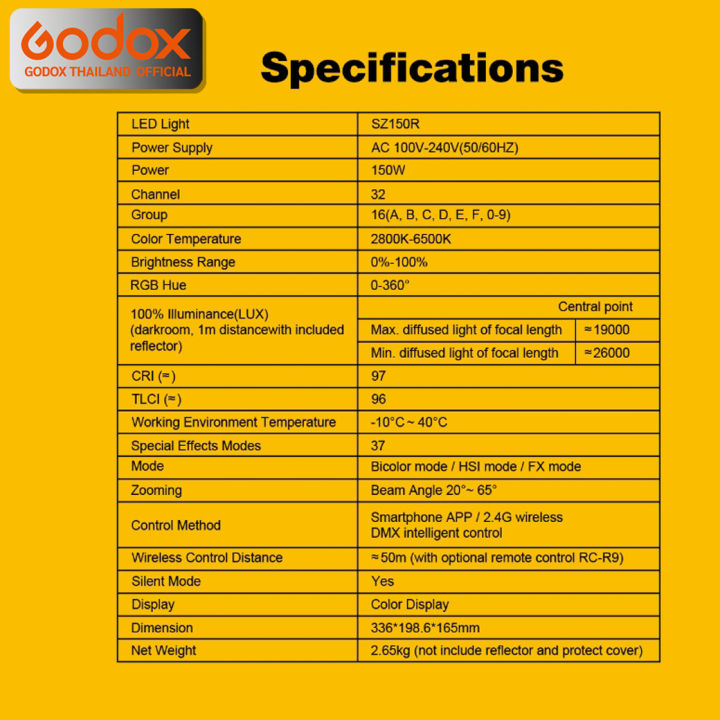 godox-led-sz150r-rgb-zoomable-150w-bi-color-2800k-6500k-bowen-mount-รับประกันศูนย์-godox-thailand-3ปี