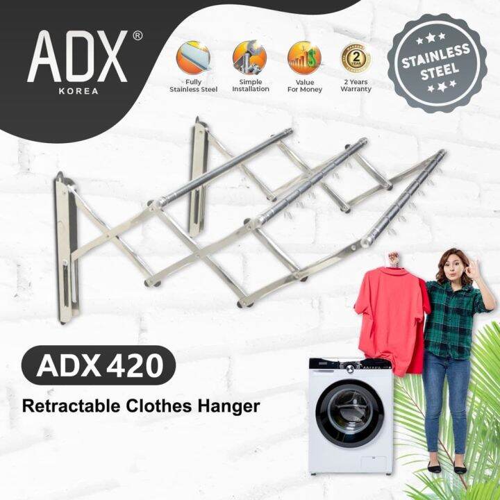 ADX-420 Rectractable Foldable Mobility Stainless Steel Clothes Hanger ...