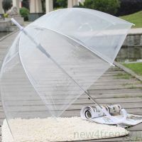 [new4trendy]Large Clear Dome See Through Umbrella Handle Transparent Walking Lady Windproof Rain Protecting Umbrella