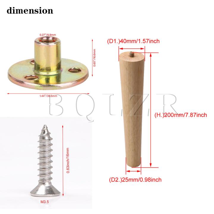 ขาโต๊ะไม้7-87นิ้วพร้อมสกรู-amp-m8ทีนัทสำหรับบ้านโครงการ-diy-ชุด4ชิ้น