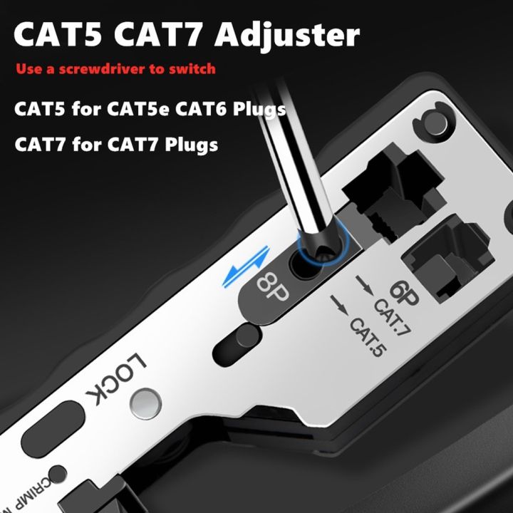 yankok-cat5-cat6-cat7-modular-crimper-for-shielded-and-standard-rj45-rj12-rj11-network-connectors-ethernet-crimp-tool-molded-grip-black-and-silver-styles-come-with-mini-cable-stripper