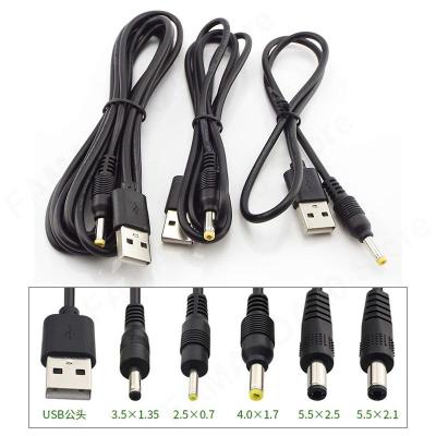 1Pcs USB A Male plug to DC 2.5 3.5 1.35 4.0 1.7 2.1 5.5 2.5mm Power supply Plug Jack type A extension cable connector cords M20  Wires Leads Adapters