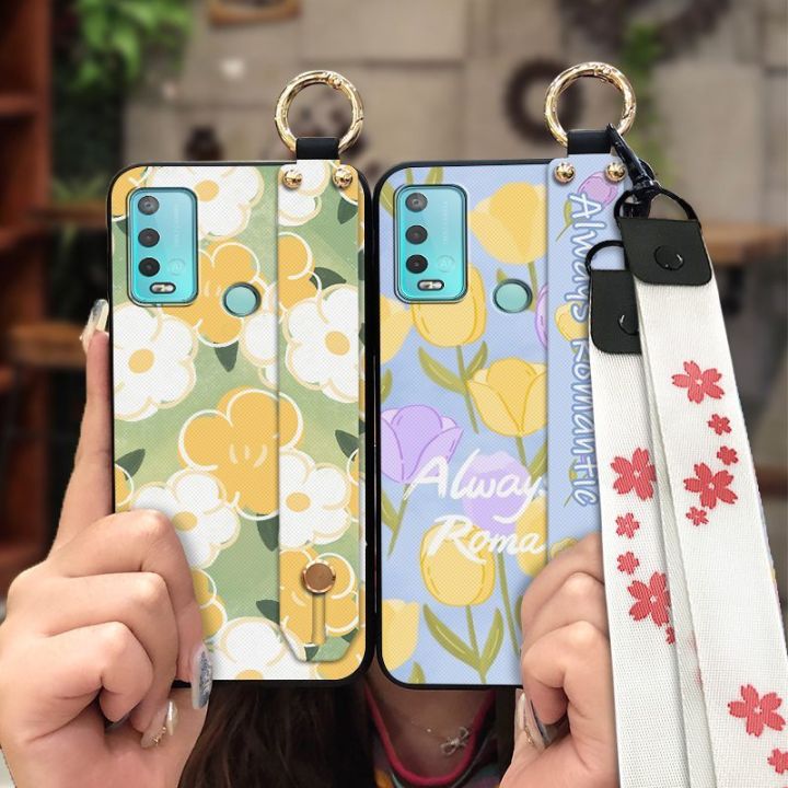 shockproof-anti-knock-phone-case-for-wiko-power-u30-lanyard-protective-original-silicone-painting-flowers-wristband