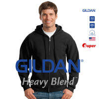 [US Size] GILDAN® ซุปเปอร์ เฮฟวี่เบลนด์ ฮู้ดแบบซิป - ดำ 36C