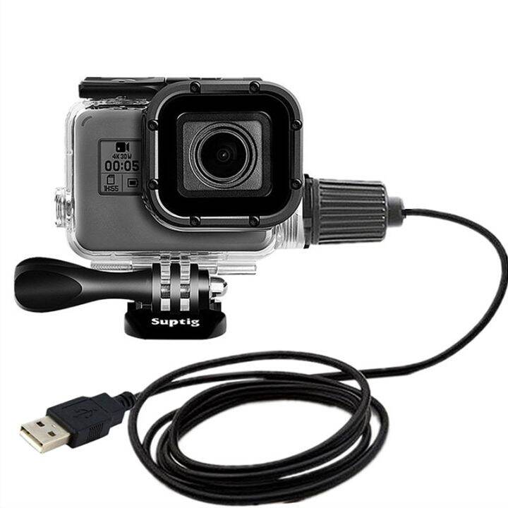 ตัวเรือนซองกันน้ำเคสห่อหุ้มสายชาร์จมอเตอร์ไซค์สำหรับ-gopro-hero-5-6-7-black-go-pro