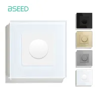 【LZ】☢☍♟  Bseed dimmer interruptor de luz ajustável botão rotativo cristal vidro mecânico led regulável brilho memória parede montado interruptores