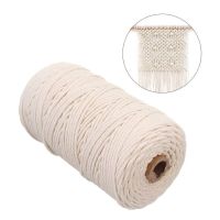 ][[ 1/2Mm 100M/Roll Macrame Cotton Cord Natural Cotton Rope Twisted Soft Cotton Cord String Craft Making Gift Wrapping Home Decor