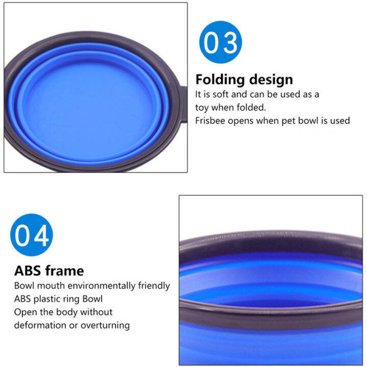 1-ชิ้นสัตว์เลี้ยงสุนัขแมวพับชามใส่อาหารการเดินทางแบบพกพาซิลิโคนน้ำจานป้อน