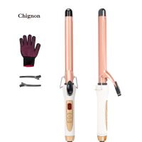 LCD Curlers Electric Single Tube Ceramic Glaze Pear Flower Cone Professional Roller Adjustment Temperature Hair Curl Irons Tools