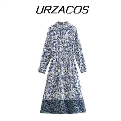 UR ZA ชุดผู้หญิง COS2022ยาวปานกลางชุดพิมพ์ลายเสื้อ8514160 044
