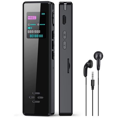 Smart Digital Voice Recorder with Card Reader Activated Recorder Black with Playback, Recording Device for Interviews