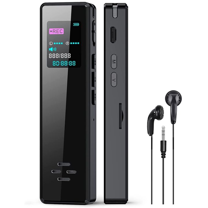 smart-digital-voice-recorder-with-card-reader-activated-recorder-black-with-playback-recording-device-for-interviews