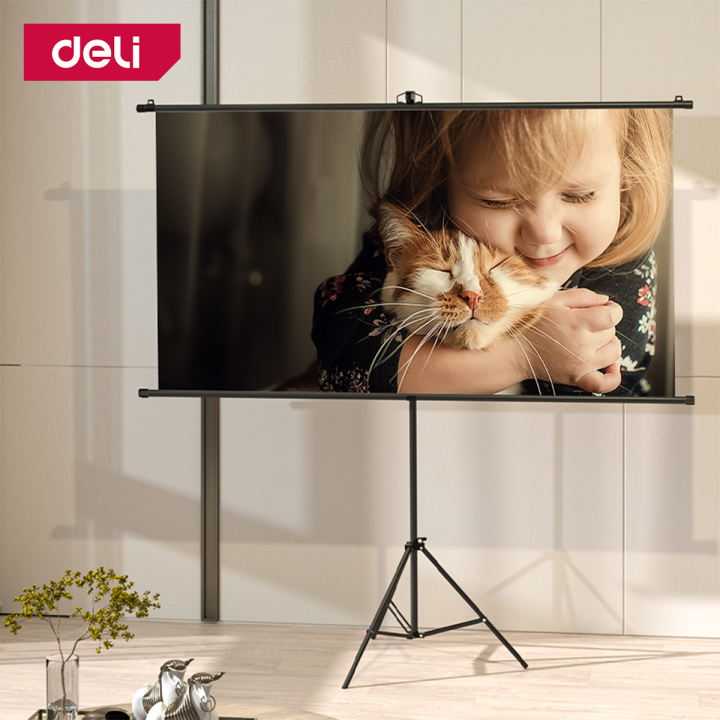 จอโปรเจคเตอร์-จอโปรเจคเตอร์พร้อมขายึด-จอรับภาพโปรเจคเตอร์-tripod-projector-screen-พร้อมขาตั้งปรับระดับได้-สำหรับการประชุม-ดูหนัง-ฝึกอบรม-abele