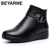 BEYARNEWinter Autumn Woman Fashions Snow Boots womens casual ankle boots mother flat warm non-slip cotton shoes Female Shoes