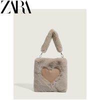 ◈Agency Zaramarinelarge-Capacity Bag Female Maomao Bag Of New Fund Of 2022 Autumn Winters Is Fluffy One Shoulder Inclined Bucket Carrying Bag กระเป๋า