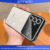 EPTWOO เคสหน้าต่างขนาดใหญ่เคลือบอิเล็คโทรเพลทสำหรับ Samsung Galaxy A13 A14 A23 A24 A32 A33 A34 A52 A52S A53 A54 A72 A73 A04S A04 4G 5G  เคสโทรศัพท์พร้อมเลนส์เต็มรูปแบบป้องกันกล้อง TPU เนื้อนิ่มโปร่งใสใสกันกระแทก MM-07