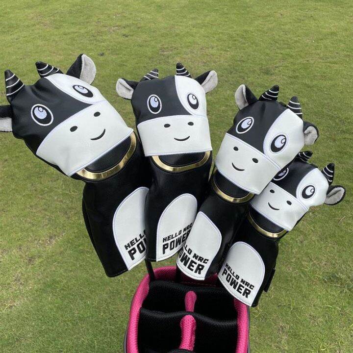 golf-club-cover-cartoon-cow-135-ut-for-driver-fairway-covers-hybrid-woods-waterproof-pu-leather-universal-headcovers-protector