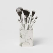 HCMBH Cosmetics White Marble 9 Piece Brush Set With Angeled Brush Holder