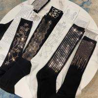 New Bow Rhinestone Socks Mid-High Baseball Cotton Sock for Women Girl Lady Nancylim