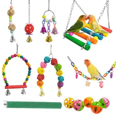 Parrot Toy Kit Bird ของเล่นอุปกรณ์เสริม Bird Cage ของเล่นสำหรับ Parrots Birds Swing Chewing Bird ของเล่น Parrot Bite Toy