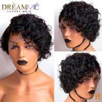 150% Dentisy 13x4 Short Curly Bob Wigs Lace Front Human Hair Wigs For Black Women Pre Plucked Peruvian Remy Lace Wigs With Bangs Gift ของขวัญ