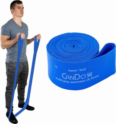 CanDo Multi-Grip 6 Foot Exercise Resistance Band with Hand/Foot Loops for Total Body Workouts, Training, Rehab, Stretching and Therapy Heavy