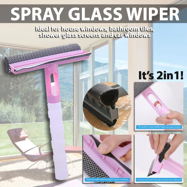 3 In 1 Squeegee Spray Home Glass Wiper Cleaner Indoor Outdoor Wiper House Windows Bathroom 0130