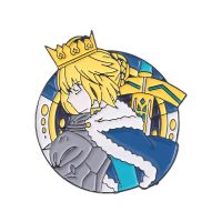 Saber Enamel Pins Cartoon Anime Fate Altria Pendragon Brooches Bag Lapel Button Badges Jewelry Gift for Kids Fans Friends