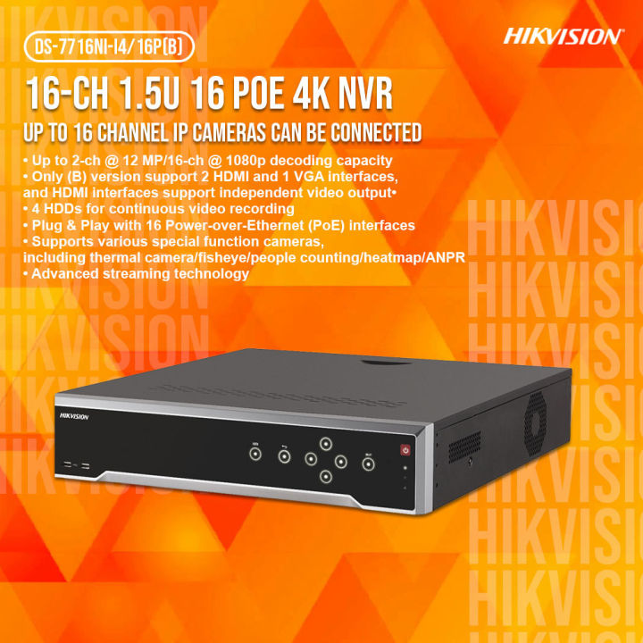 Hikvision DS-7716NI-I4/16P(B) 4K 16-channel NVR | Hikvision | DS-7716NI ...