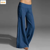 กางเกงขากว้างทรงหลวมยางยืดเอวสูงกางเกงลำลองฤดูร้อนของผู้หญิงสำหรับเดินออกเดตลำลอง