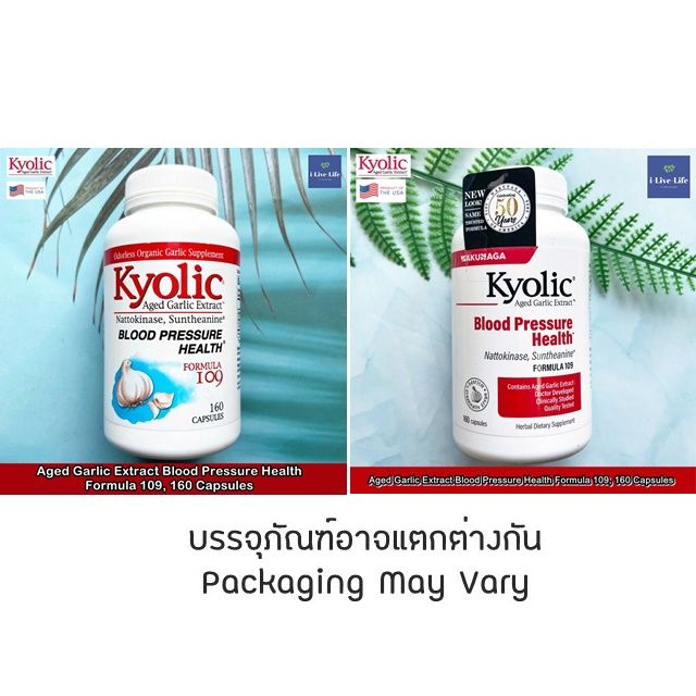 สารสกัดจากกระเทียม-ไร้กลิ่น-aged-garlic-extract-blood-pressure-health-formula-109-80-or-160-capsules-kyolic-สูตร-109-กระเทียมบ่มสกัด