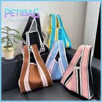 Petbag กระเป๋าถือถักถักลายทาง,ถุงแฟชั่นปมที่ตัดกันความจุสูงกระเป๋าคล้องแขนผู้หญิง