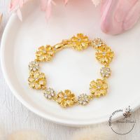 พร้อมส่ง!! สร้อยข้อมือทองพิงค์โกล์ด พลอยนพเก้า งานอิตาลี กำไลข้อมือ 18K ประดับเพชรCZ ใส่ไปงานแต่ง ออกงาน ดูดี ไปเที่ยว  ไม่ลอก ไม่ดำ