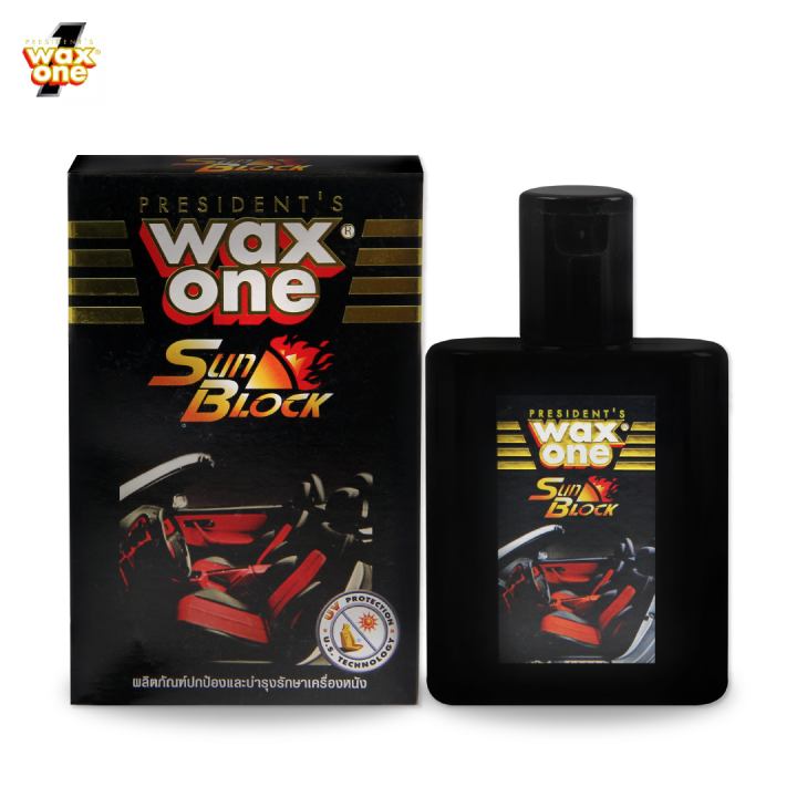 waxone-สเปรย์เคลือบเงา-เคลือบเบาะหนัง-คอนโซลรถ-ป้องกันแสงแดด-วัสดุภายในไม่ซีดจาง-sun-block-110-ml-แถมฟองน้ำ-ขายดี