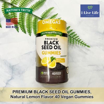 30% OFF EXP: 12/2023 สินค้าราคา Sale!!! PREMIUM BLACK SEED OIL GUMMIES, Natural Lemon Flavor 40 Vegan Gummies - Natures Truth