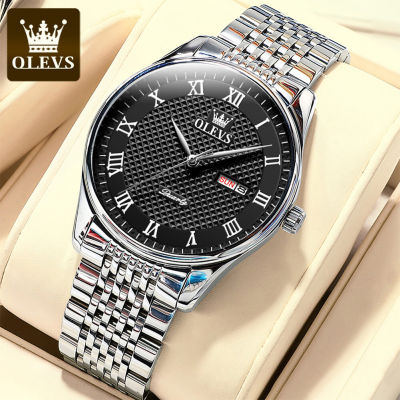 OLEVS Business Watch for Men Original Waterproof Luxury Stainless Steel Multifunction Chronograph Quartz Wristwatch