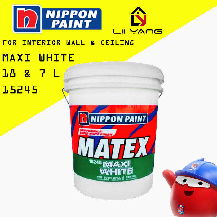 NIPPON Paint Super Matex Maxi White 15245 18 & 7 Liter | Lazada