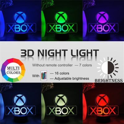 X Player โลโก้3d Led Night Light X- Nightlight สำหรับเด็กของขวัญห้องนอนตกแต่งโคมไฟตั้งโต๊ะรีโมทคอนล