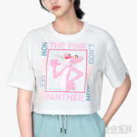 DOSH WOMENS CROPPED TOPS  PINK PANTHER เสื้อยืดครอปคอกลม แขนสั้น ผู้หญิง 9DPPWT1018-OW