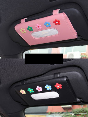 Pink Car Tissue Holder Box Sun Visor Rhinestone Crystal Leather Auto Tissue Bag Sunvisor Hanging Case Napkin For Car Accessories