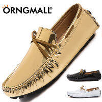 ORNGMALL ขนาดบวก36-48แฟชั่นฤดูใบไม้ผลิรองเท้าเรือรองเท้าหนังโลฟเฟอร์สบายๆสำหรับผู้ชายนุ่มสบายรองเท้าขับรถรองเท้าหนังนิ่มลื่นบนรองเท้าสำหรับผู้ชายเหมาะสำหรับทุกวันถนนสวมใส่