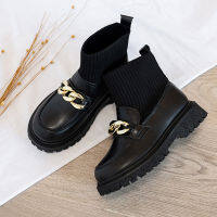 Fashion Children Socks Leather Boots Platform Luxury Slip On Girls Princess Shoes Non-Slip Thick Bottom Kids Shoes Ankle Botas